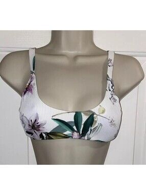 TiniBikini Swimwear Floral Ribbed Bikini Top Size Small